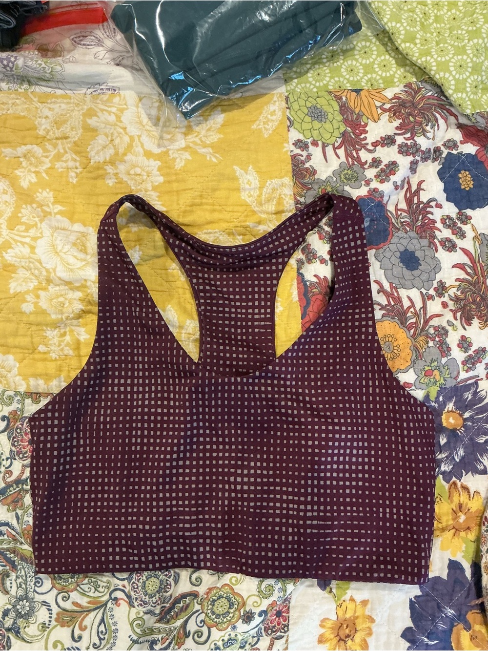 Zella Maroon Grid Racerback Sports Bra